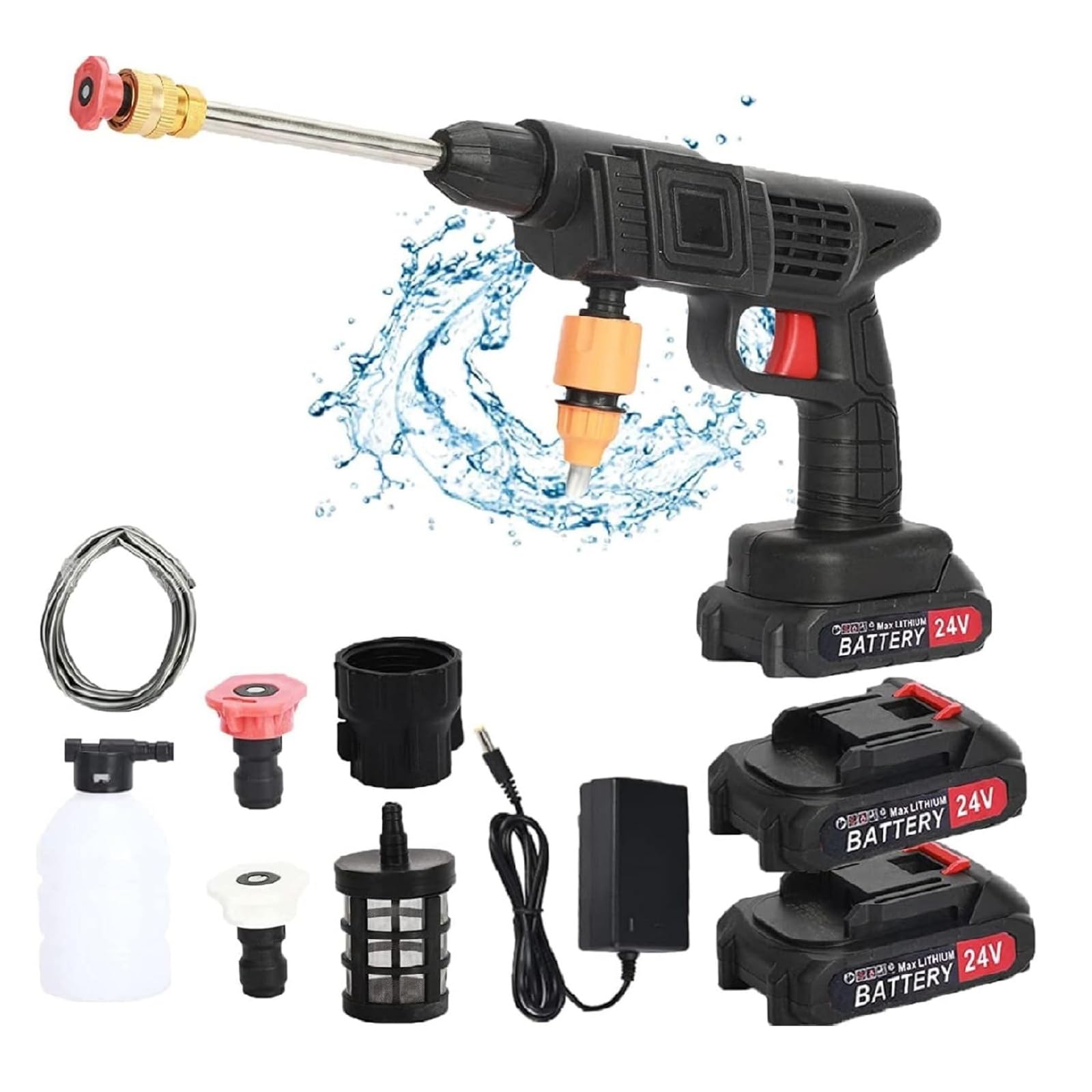 Nettoyeur Haute Pression Sur Batterie, Bravolu Max 580 PSI Nettoyeur Haute Pression Sans Fil Portable Avec Kit D'accessoires, Laveuse à Pression à Batterie 4.0Ah Avec Buse Rotative